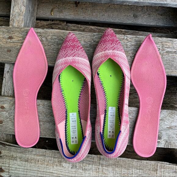 Rothy’s Pink Plaid The Point Flats Limited Edition Size 10 - Picture 3 of 9